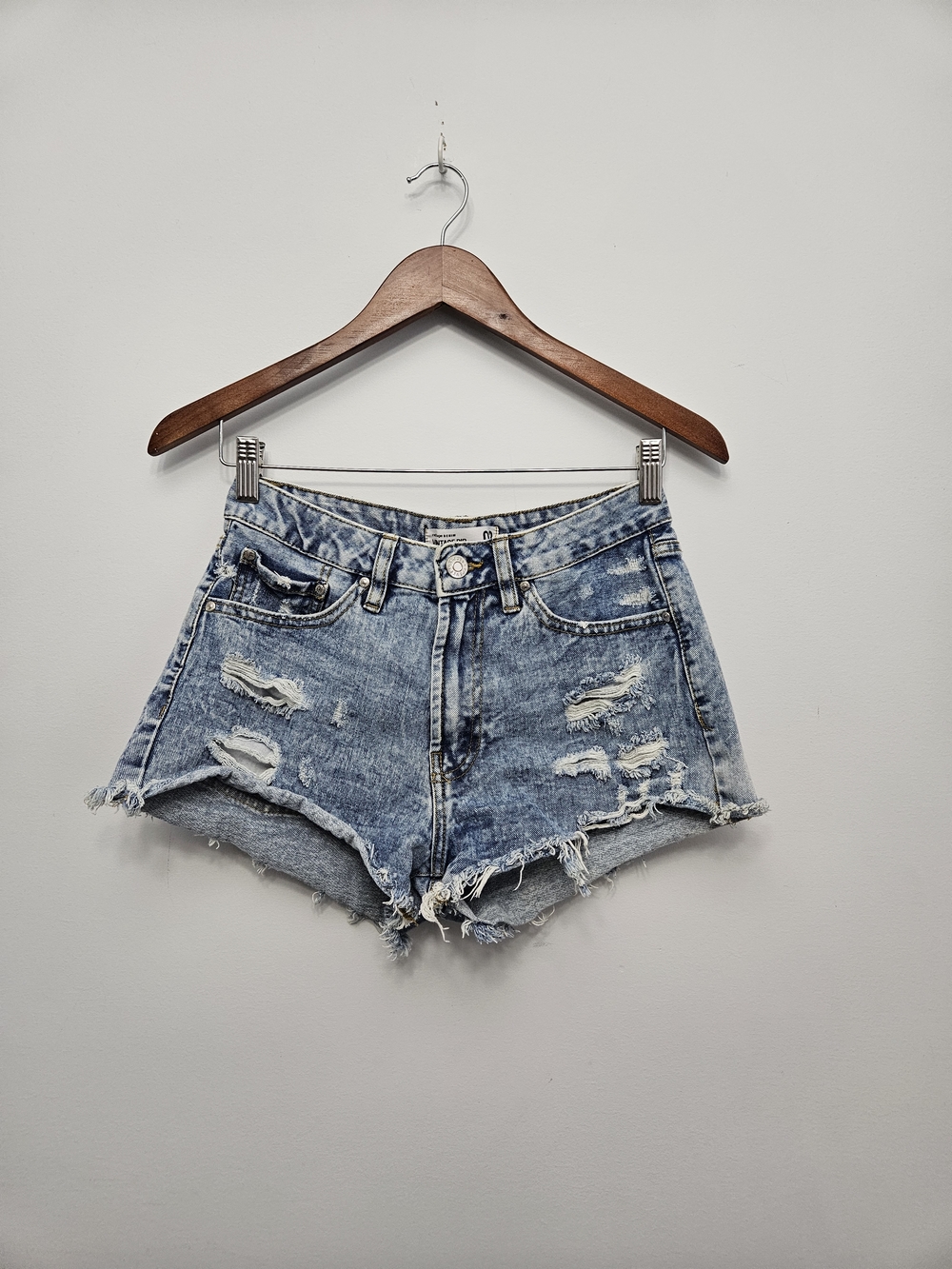 refuge Distressed Light Blue Denim Cutoff Shorts